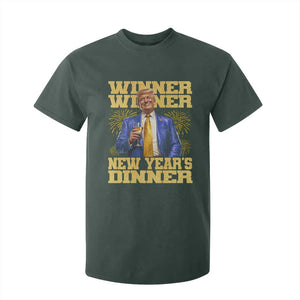 Funny Trump New Year 2025 T Shirt For Kid Winner Winner New Year's Dinner Champagne TS11 Dark Forest Green Print Your Wear