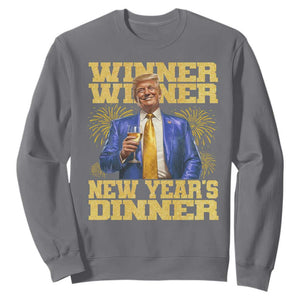 Funny Trump New Year 2025 Sweatshirt Winner Winner New Year's Dinner Champagne TS11 Charcoal Print Your Wear