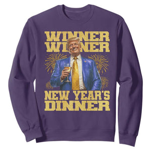 Funny Trump New Year 2025 Sweatshirt Winner Winner New Year's Dinner Champagne TS11 Purple Print Your Wear