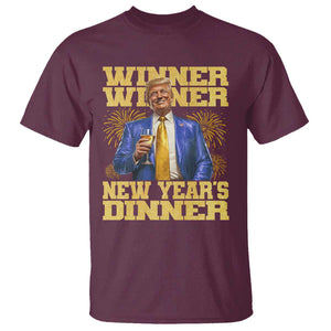 Funny Trump New Year 2025 T Shirt Winner Winner New Year's Dinner Champagne TS11 Maroon Print Your Wear