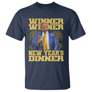 Funny Trump New Year 2025 T Shirt Winner Winner New Year's Dinner Champagne TS11 Navy Print Your Wear