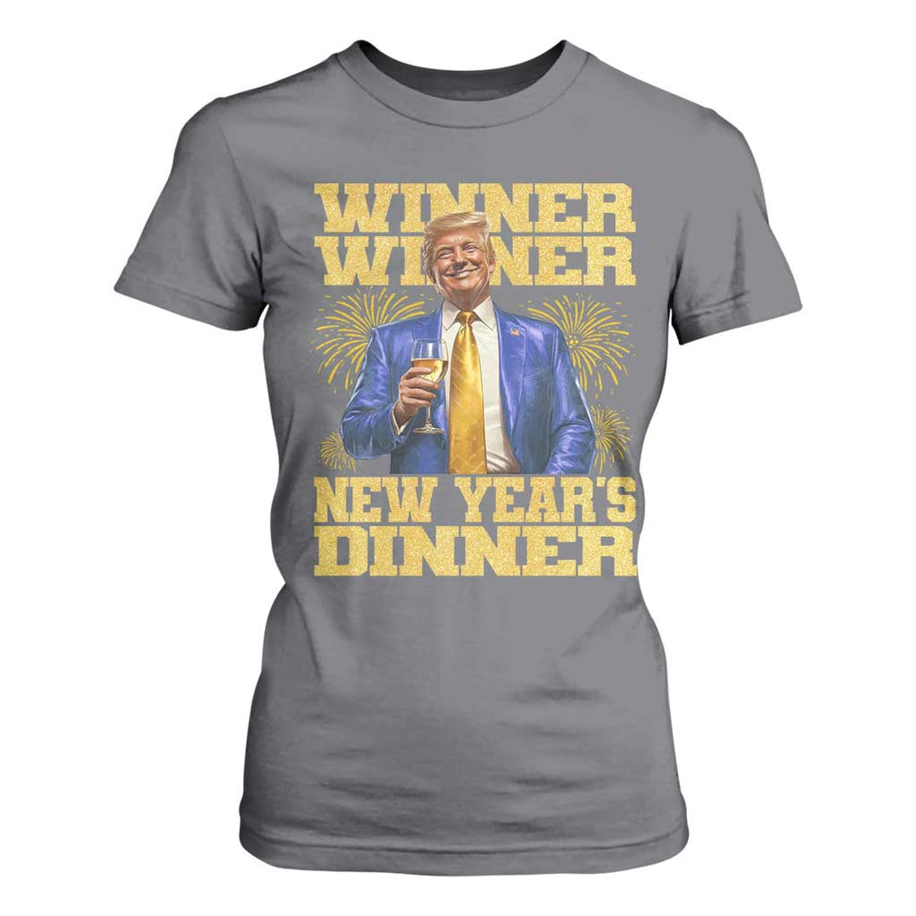 Funny Trump New Year 2025 T Shirt For Women Winner Winner New Year's Dinner Champagne TS11 Charcoal Print Your Wear