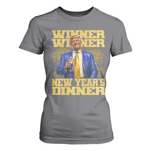 Funny Trump New Year 2025 T Shirt For Women Winner Winner New Year's Dinner Champagne TS11 Charcoal Print Your Wear