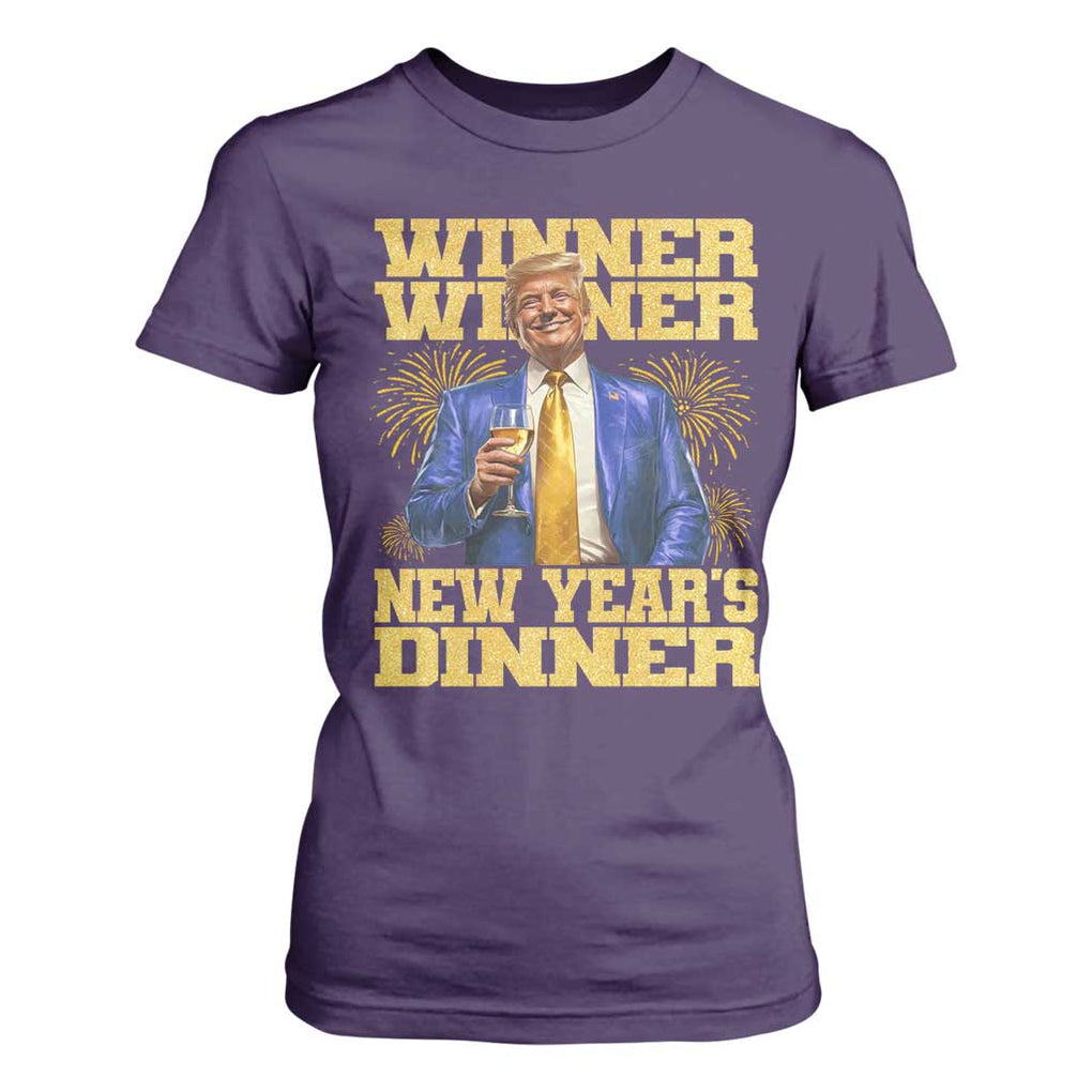 Funny Trump New Year 2025 T Shirt For Women Winner Winner New Year's Dinner Champagne TS11 Purple Print Your Wear