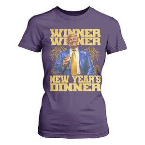 Funny Trump New Year 2025 T Shirt For Women Winner Winner New Year's Dinner Champagne TS11 Purple Print Your Wear