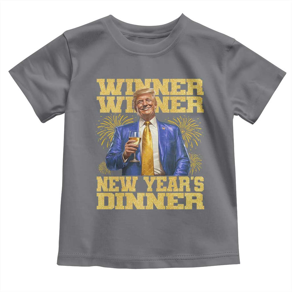 Funny Trump New Year 2025 Toddler T Shirt Winner Winner New Year's Dinner Champagne TS11 Charcoal Print Your Wear