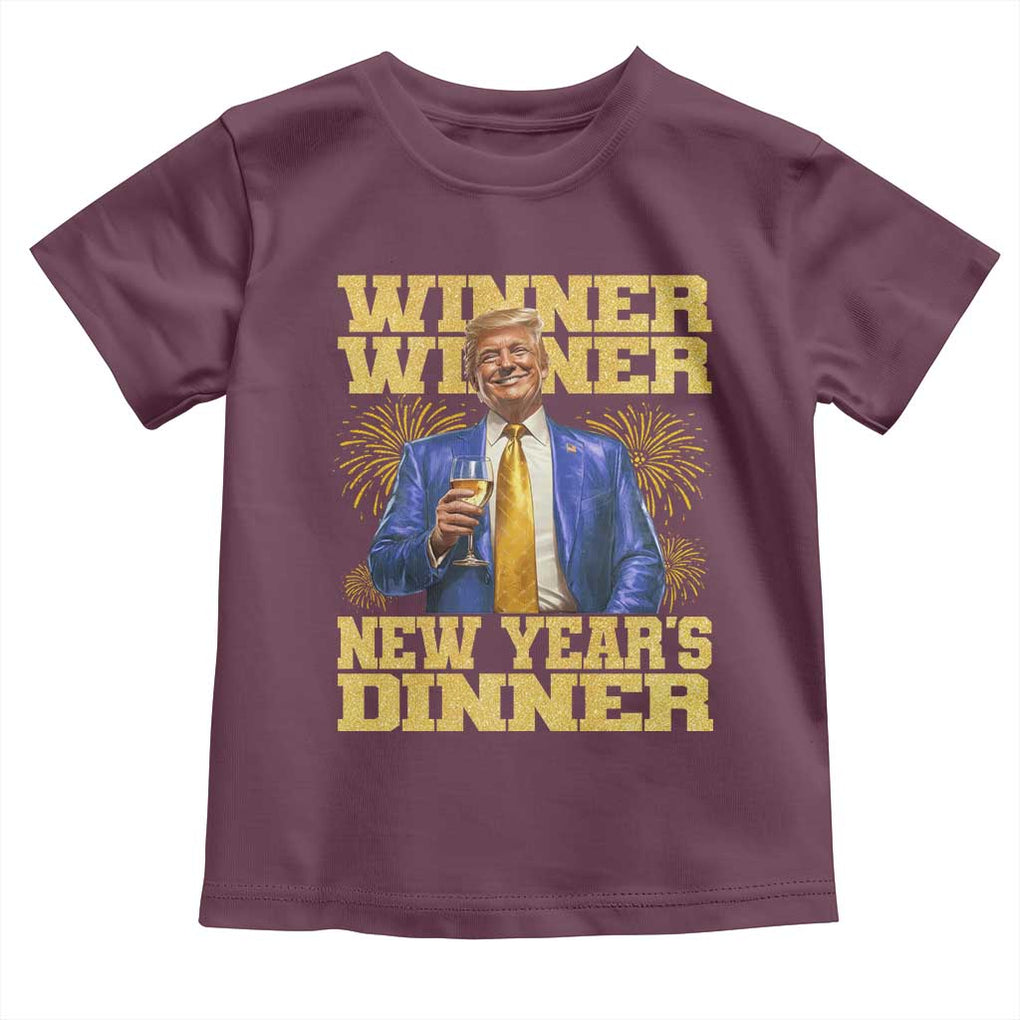 Funny Trump New Year 2025 Toddler T Shirt Winner Winner New Year's Dinner Champagne TS11 Maroon Print Your Wear