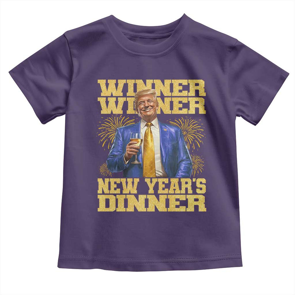 Funny Trump New Year 2025 Toddler T Shirt Winner Winner New Year's Dinner Champagne TS11 Purple Print Your Wear