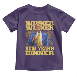 Funny Trump New Year 2025 Toddler T Shirt Winner Winner New Year's Dinner Champagne TS11 Purple Print Your Wear