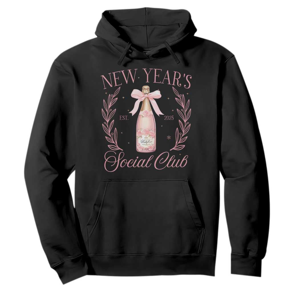New Year's Social Club 2025 Hoodie Coquette Champagne Bottles TS11 Black Print Your Wear