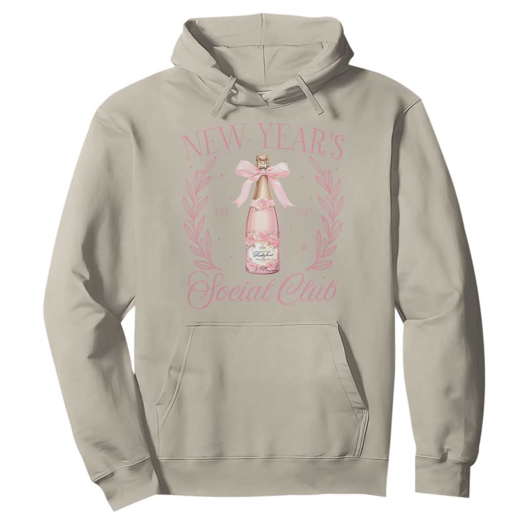 New Year's Social Club 2025 Hoodie Coquette Champagne Bottles TS11 Sand Print Your Wear