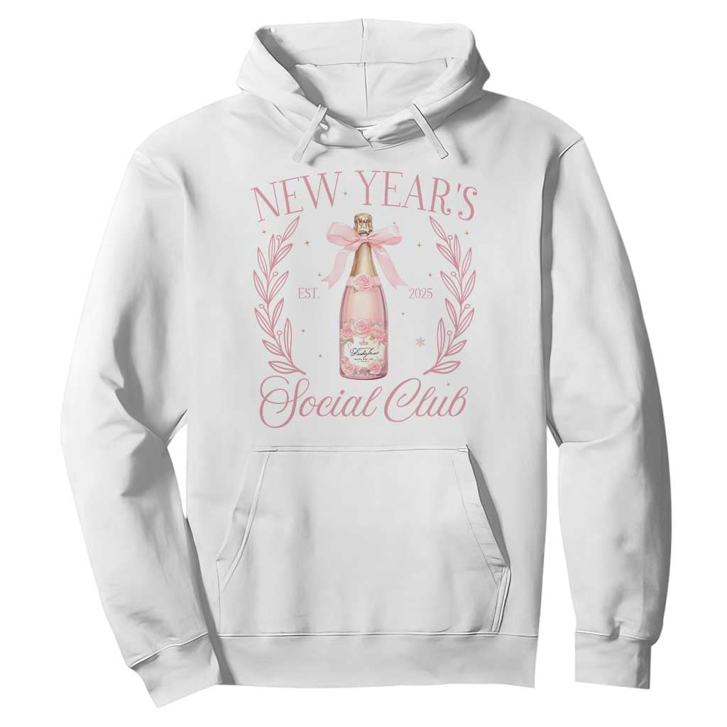New Year's Social Club 2025 Hoodie Coquette Champagne Bottles TS11 White Print Your Wear
