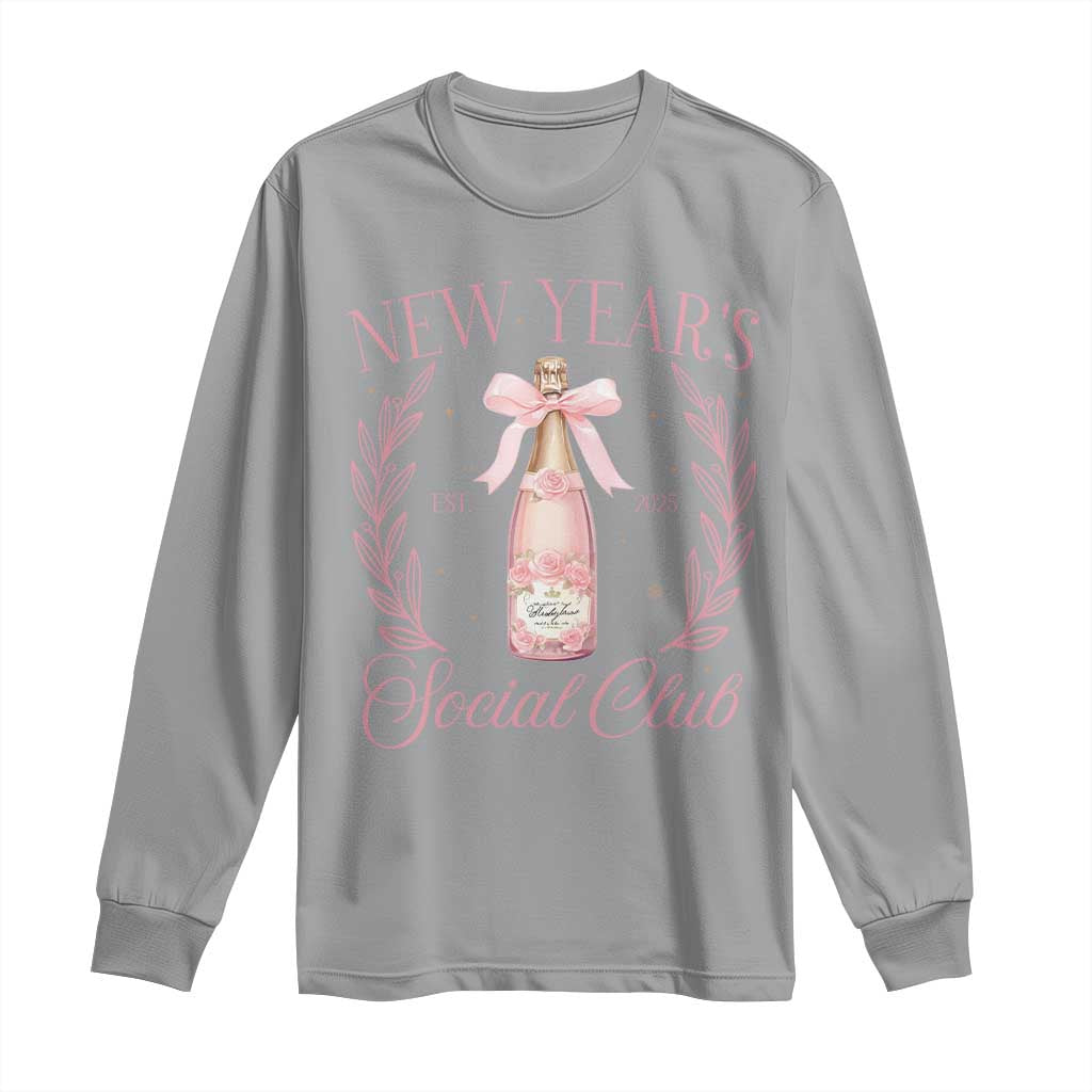 New Year's Social Club 2025 Long Sleeve Shirt Coquette Champagne Bottles TS11 Sport Gray Print Your Wear