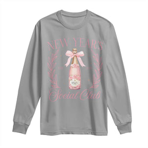 New Year's Social Club 2025 Long Sleeve Shirt Coquette Champagne Bottles TS11 Sport Gray Print Your Wear
