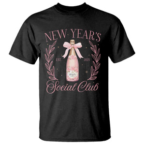 New Year's Social Club 2025 T Shirt Coquette Champagne Bottles TS11 Black Print Your Wear