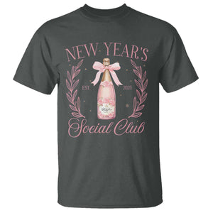 New Year's Social Club 2025 T Shirt Coquette Champagne Bottles TS11 Dark Heather Print Your Wear