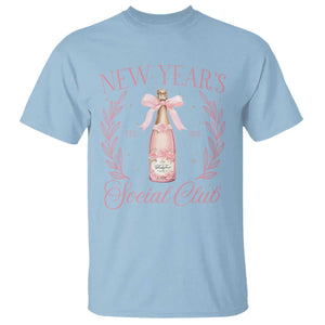 New Year's Social Club 2025 T Shirt Coquette Champagne Bottles TS11 Light Blue Print Your Wear