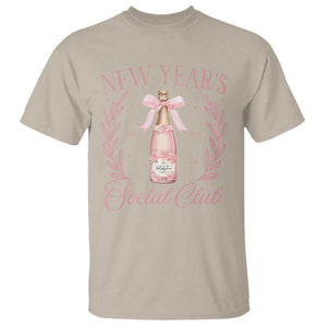 New Year's Social Club 2025 T Shirt Coquette Champagne Bottles TS11 Sand Print Your Wear