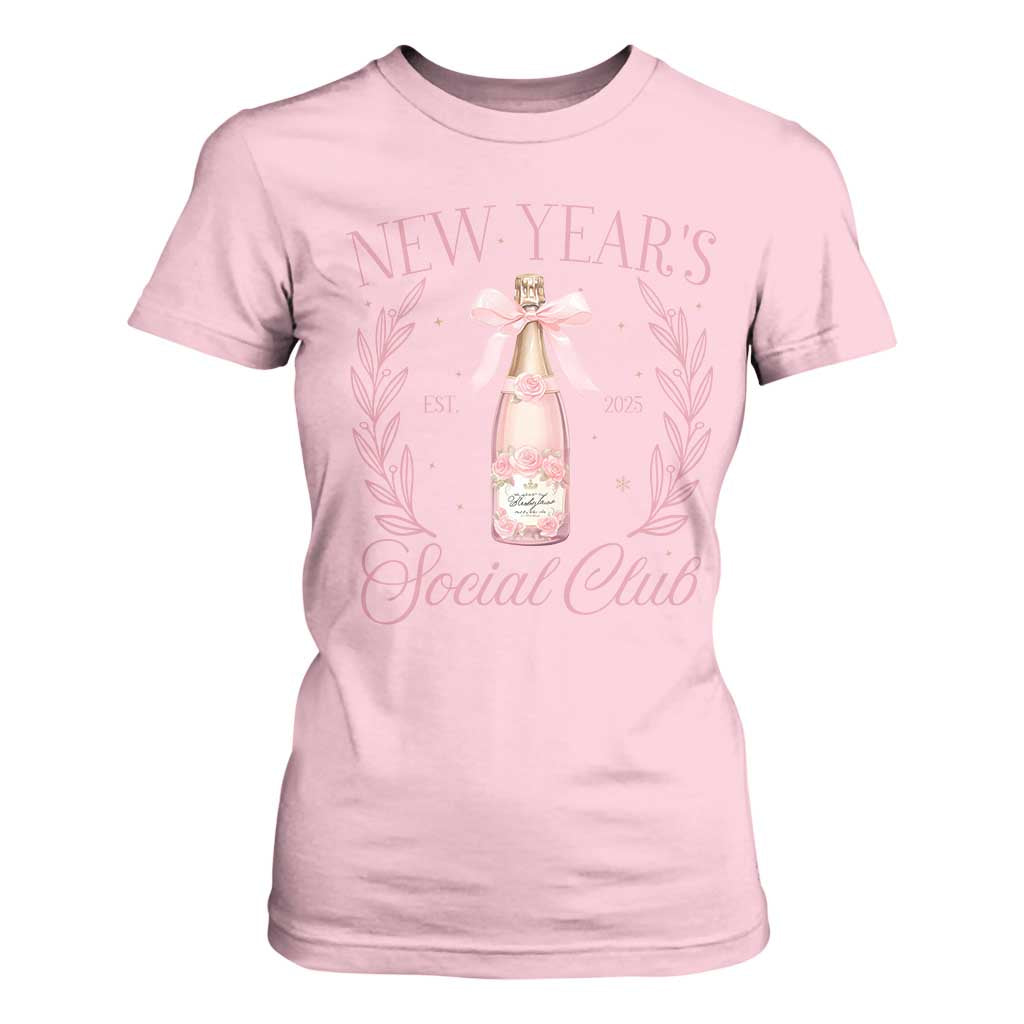 New Year's Social Club 2025 T Shirt For Women Coquette Champagne Bottles TS11 Light Pink Print Your Wear