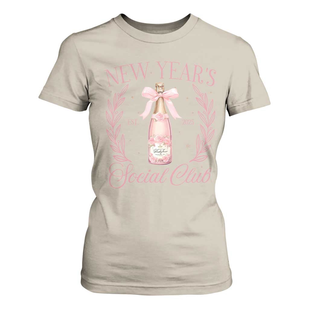 New Year's Social Club 2025 T Shirt For Women Coquette Champagne Bottles TS11 Sand Print Your Wear