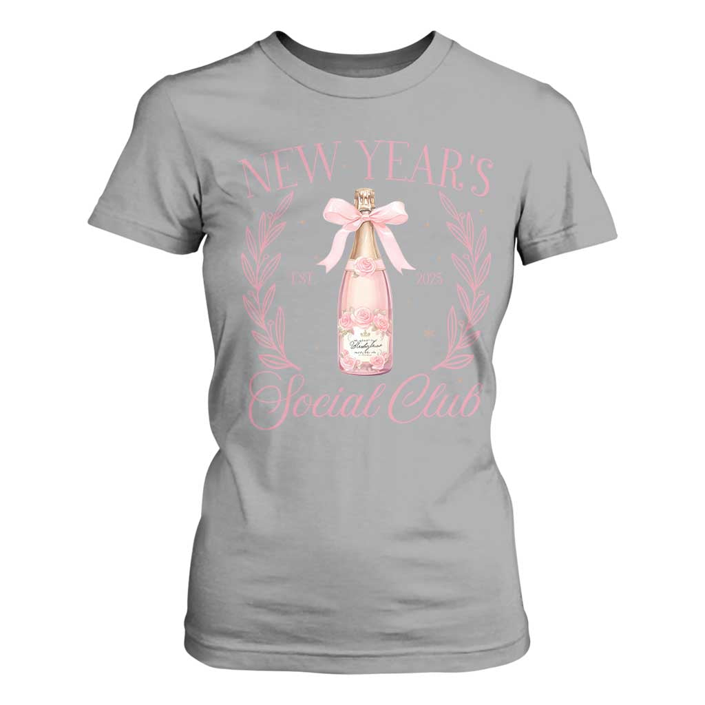 New Year's Social Club 2025 T Shirt For Women Coquette Champagne Bottles TS11 Sport Gray Print Your Wear