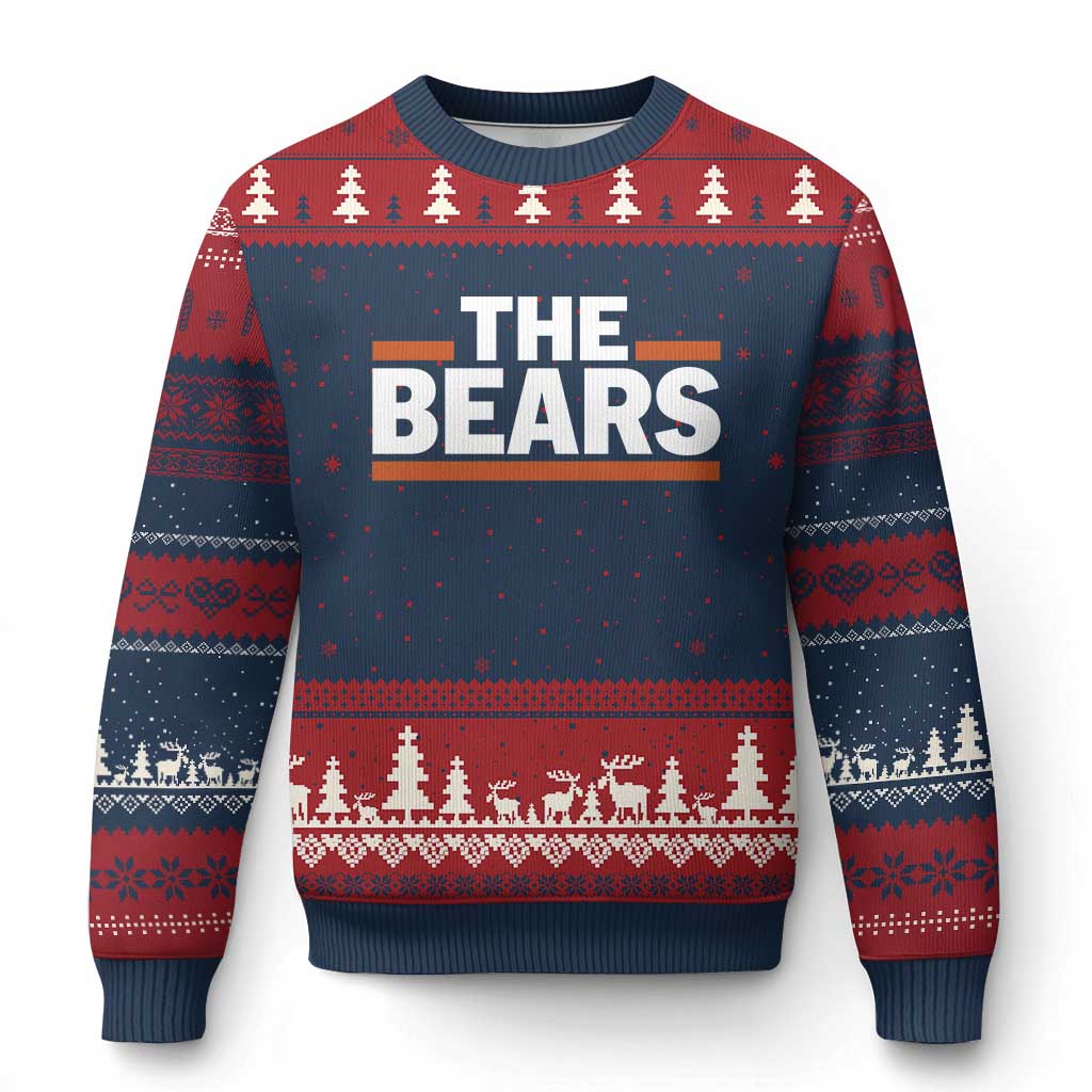 Funny Bears Lover Ugly Christmas Sweater Orange Stripes Grizzly Animal TS11 Navy Red Print Your Wear