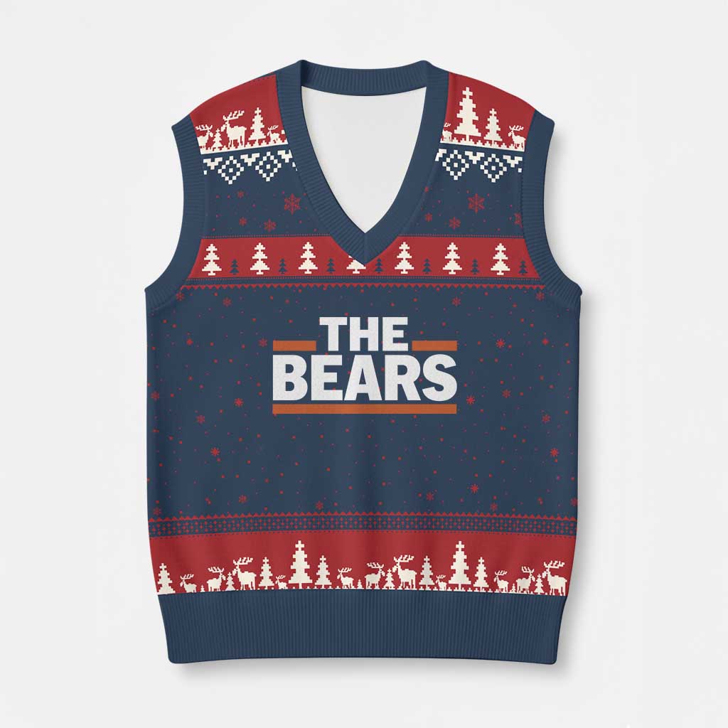 Funny Bears Lover V-Neck Knit Sweater Vest Orange Stripes Grizzly Animal TS11 Navy Red Print Your Wear