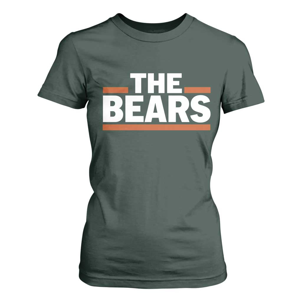 Funny Bears Lover T Shirt For Women Orange Stripes Grizzly Animal TS11 Dark Forest Green Print Your Wear