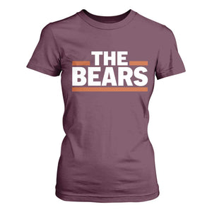 Funny Bears Lover T Shirt For Women Orange Stripes Grizzly Animal TS11 Maroon Print Your Wear