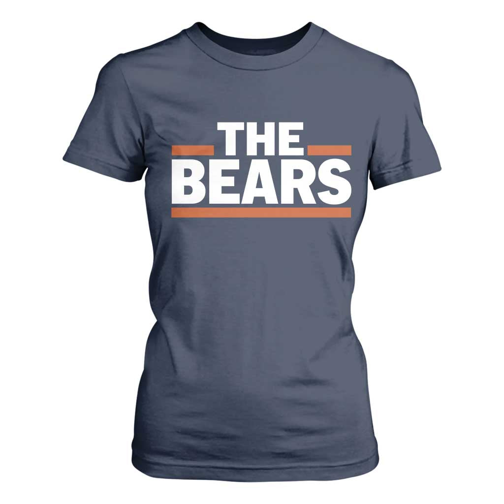 Funny Bears Lover T Shirt For Women Orange Stripes Grizzly Animal TS11 Navy Print Your Wear
