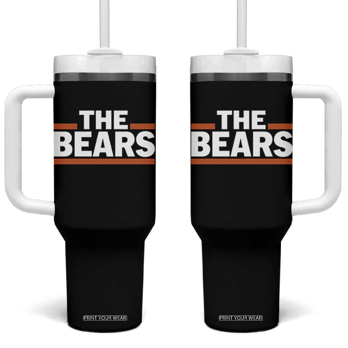 Funny Bears Lover Tumbler With Handle Orange Stripes Grizzly Animal TS11 One Size: 40 oz Black Print Your Wear
