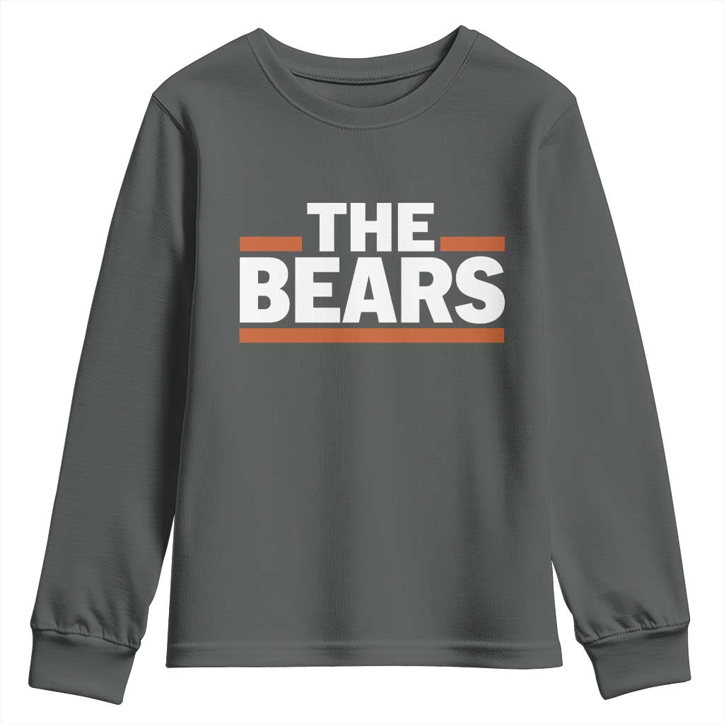 Funny Bears Lover Youth Sweatshirt Orange Stripes Grizzly Animal TS11 Dark Heather Print Your Wear