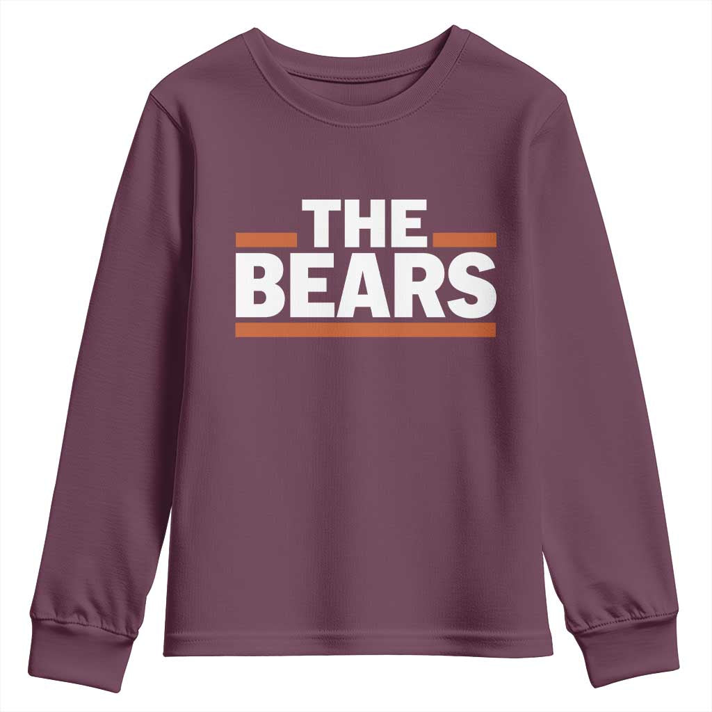 Funny Bears Lover Youth Sweatshirt Orange Stripes Grizzly Animal TS11 Maroon Print Your Wear