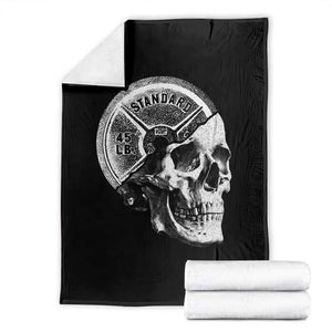 Skull 45 lbs Plate Weight Lifting Gym Workout Throw Blanket TS11 Black Print Your Wear