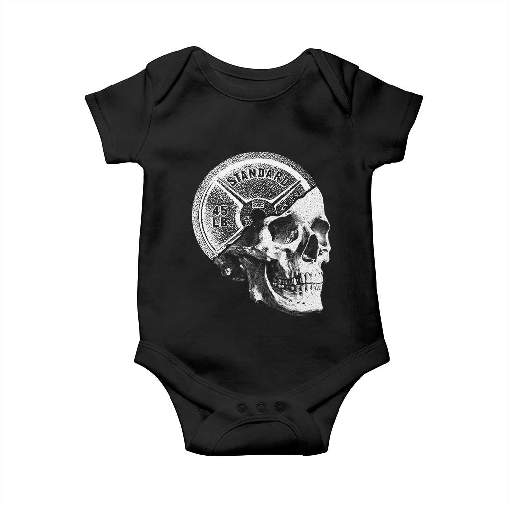 Skull 45 lbs Plate Weight Lifting Gym Workout Baby Onesie TS11 Black Print Your Wear