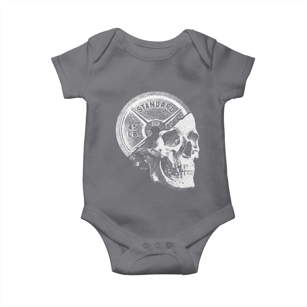 Skull 45 lbs Plate Weight Lifting Gym Workout Baby Onesie TS11 Charcoal Print Your Wear