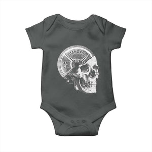 Skull 45 lbs Plate Weight Lifting Gym Workout Baby Onesie TS11 Dark Heather Print Your Wear