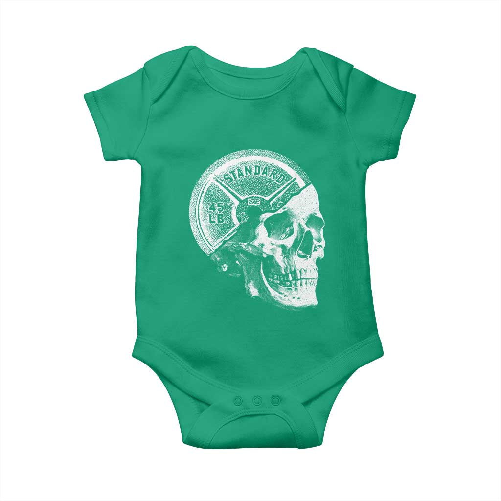 Skull 45 lbs Plate Weight Lifting Gym Workout Baby Onesie TS11 Irish Green Print Your Wear
