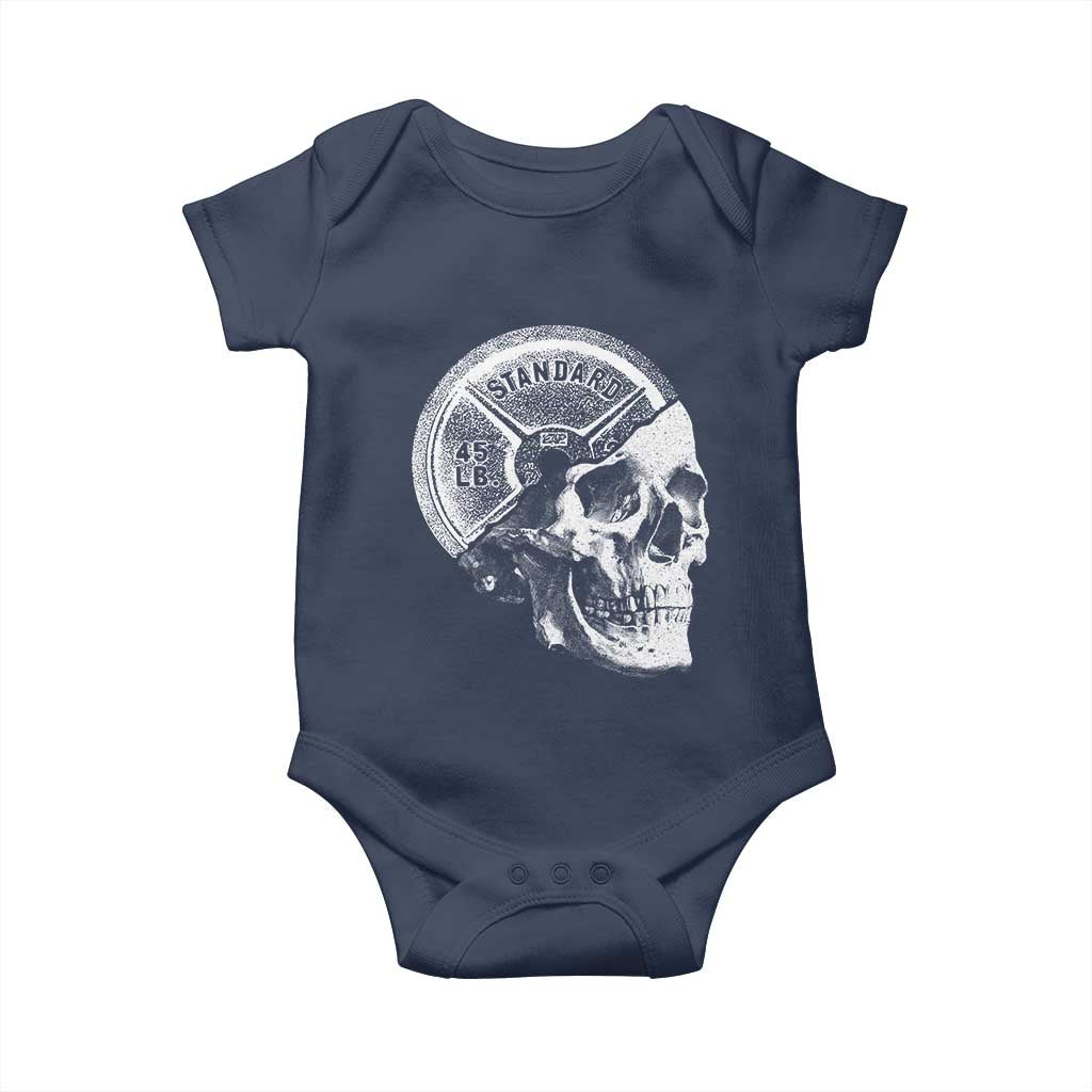 Skull 45 lbs Plate Weight Lifting Gym Workout Baby Onesie TS11 Navy Print Your Wear
