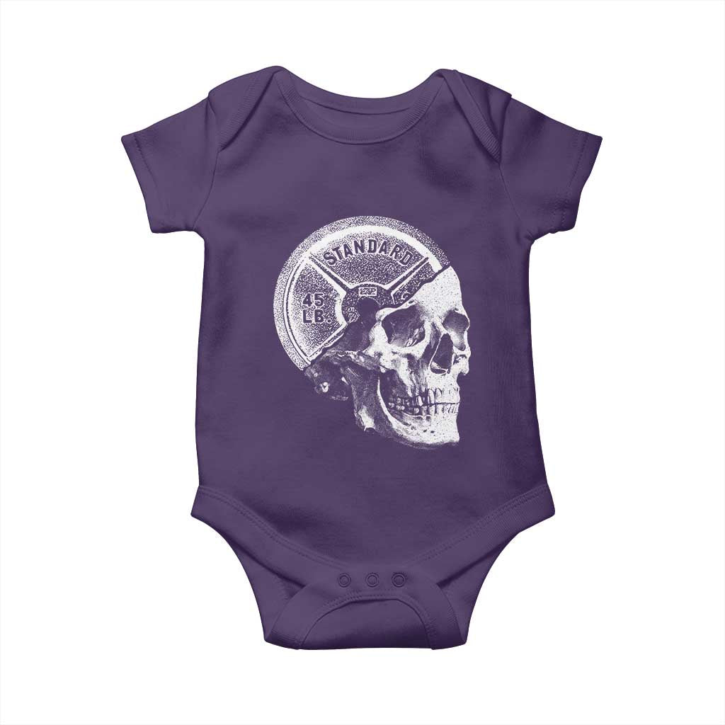 Skull 45 lbs Plate Weight Lifting Gym Workout Baby Onesie TS11 Purple Print Your Wear
