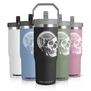 Skull 45 lbs Plate Weight Lifting Gym Workout Flip Straw Tumbler TS11 Print Your Wear