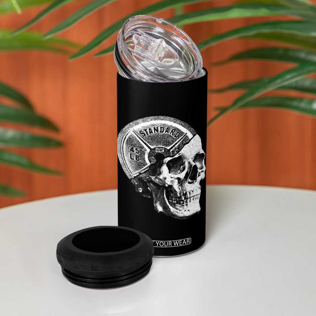 Skull 45 lbs Plate Weight Lifting Gym Workout 4 in 1 Can Cooler Tumbler TS11 Print Your Wear