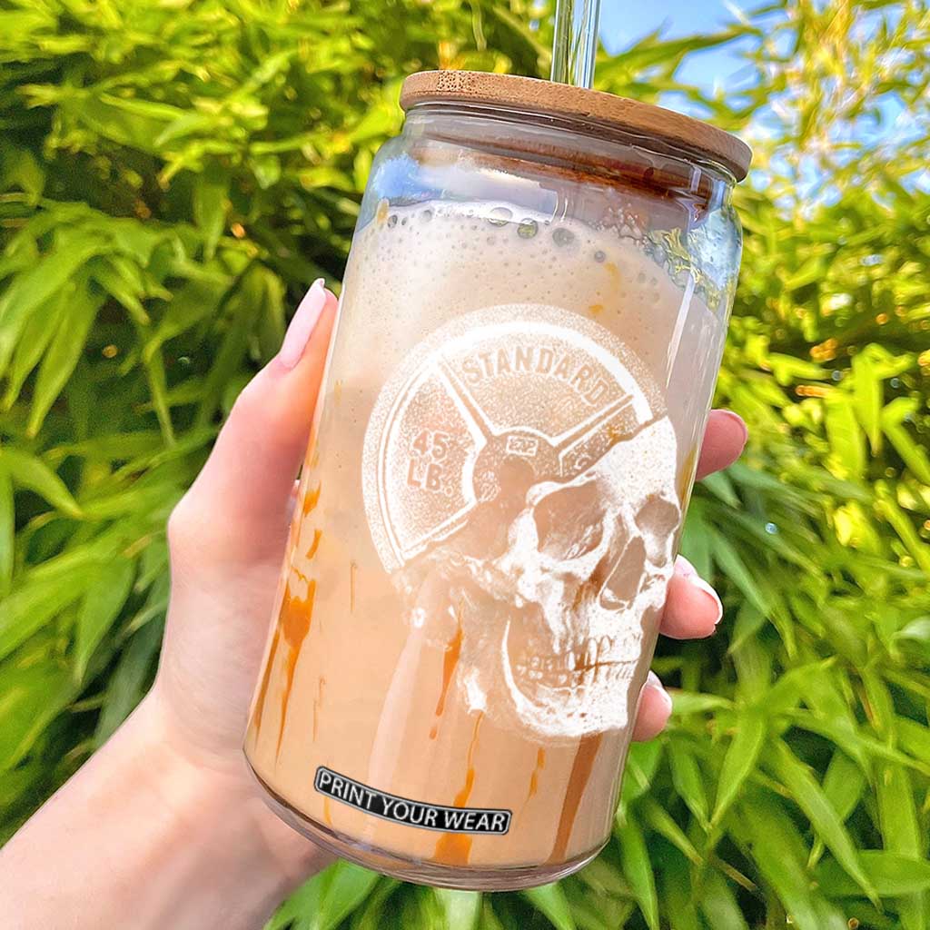 Skull 45 lbs Plate Weight Lifting Gym Workout Glass Can TS11 Black Print Your Wear