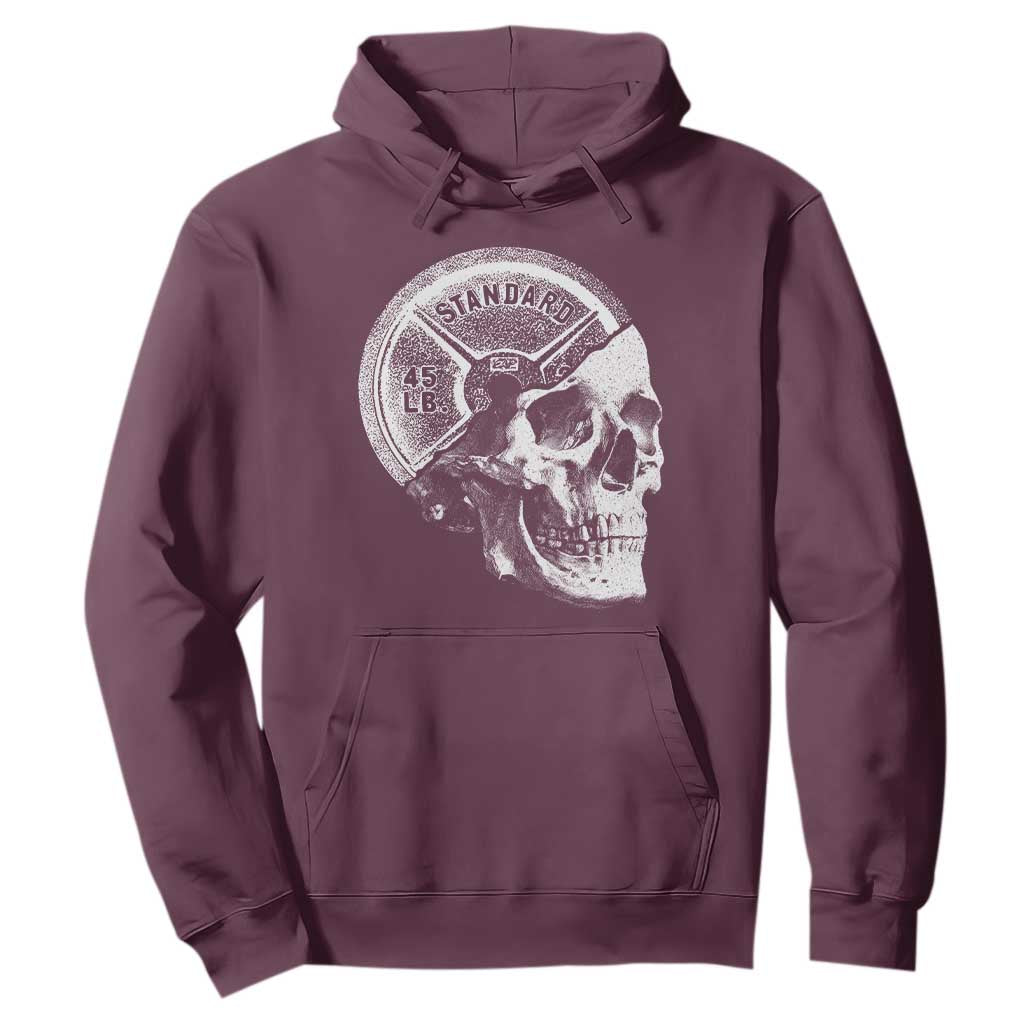 Skull 45 lbs Plate Weight Lifting Gym Workout Hoodie TS11 Maroon Print Your Wear