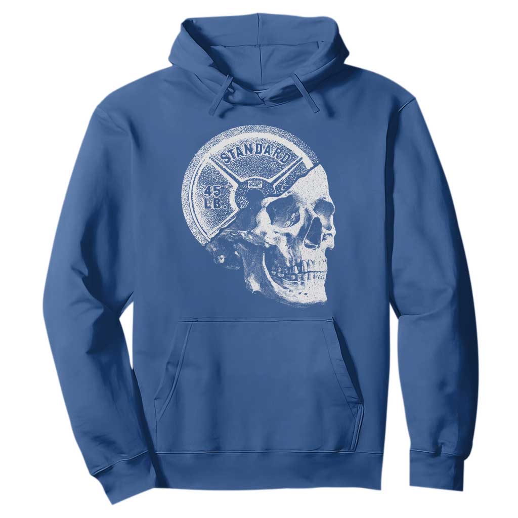 Skull 45 lbs Plate Weight Lifting Gym Workout Hoodie TS11 Royal Blue Print Your Wear