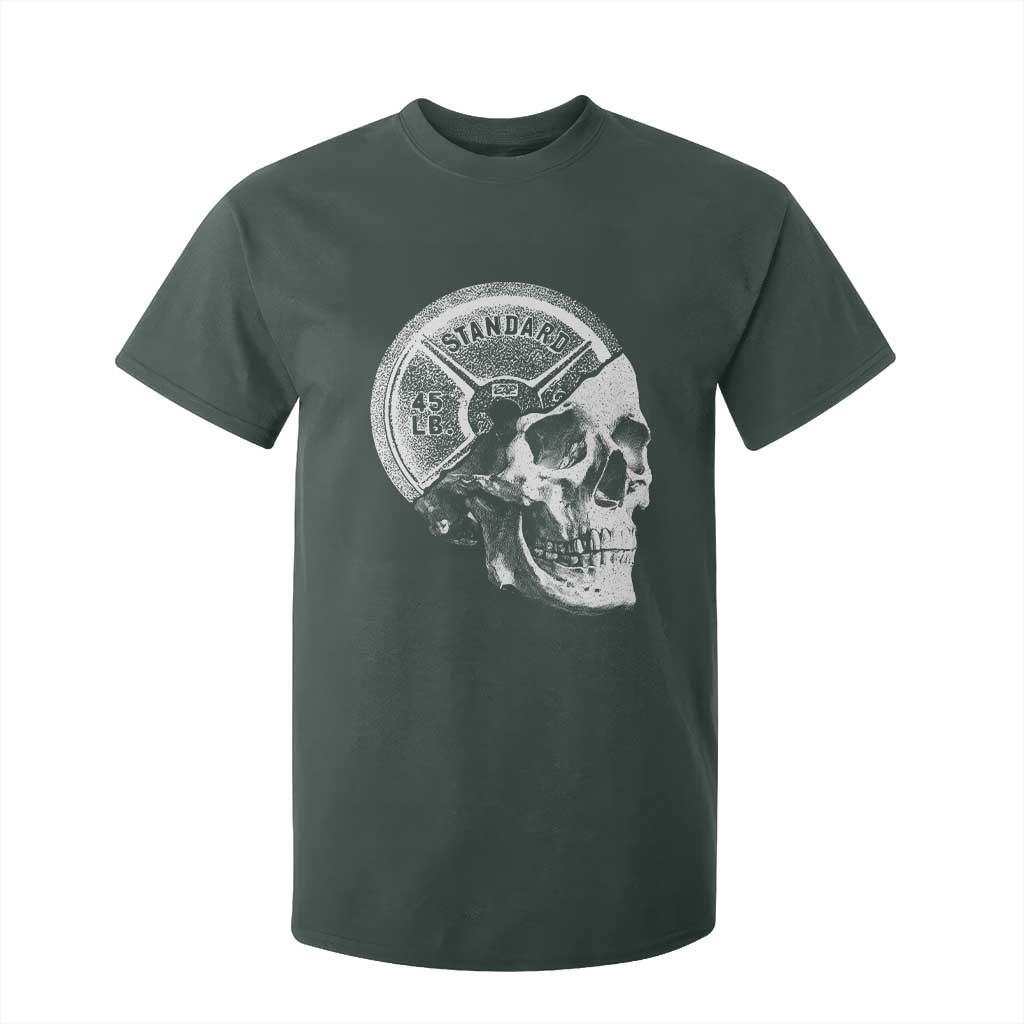 Skull 45 lbs Plate Weight Lifting Gym Workout T Shirt For Kid TS11 Dark Forest Green Print Your Wear