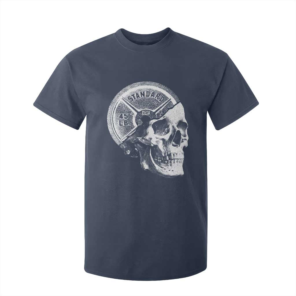 Skull 45 lbs Plate Weight Lifting Gym Workout T Shirt For Kid TS11 Navy Print Your Wear