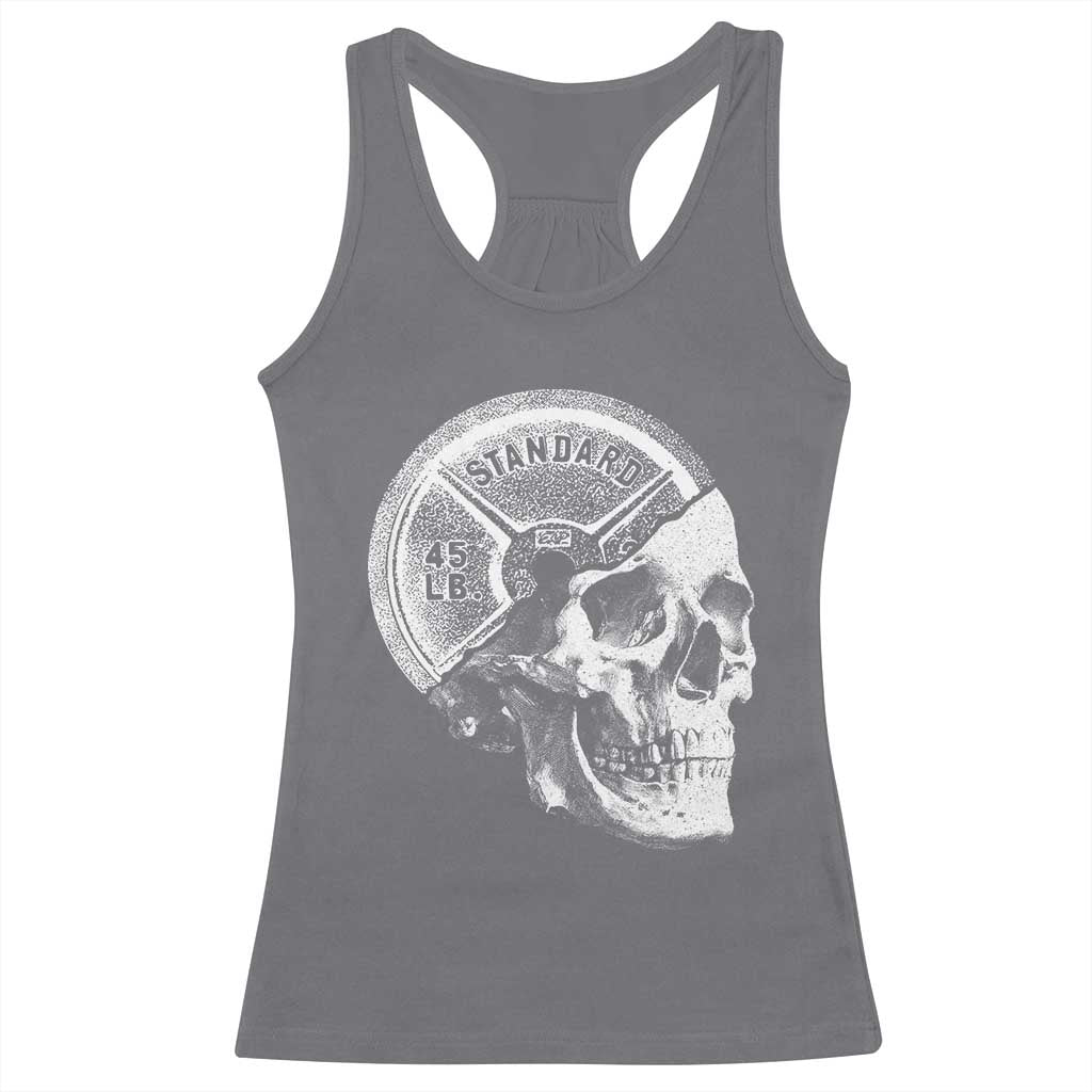 Skull 45 lbs Plate Weight Lifting Gym Workout Racerback Tank Top TS11 Charcoal Print Your Wear