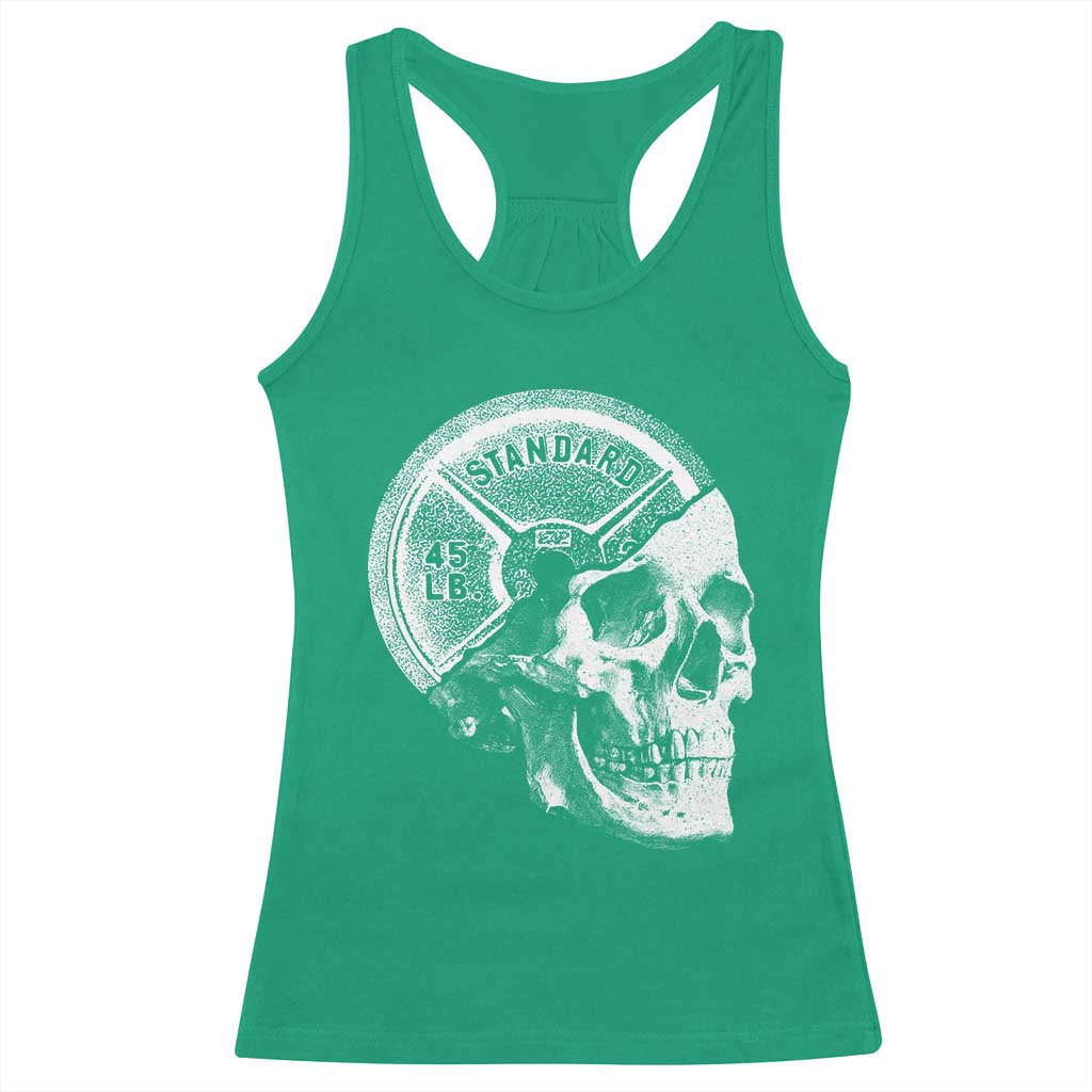 Skull 45 lbs Plate Weight Lifting Gym Workout Racerback Tank Top TS11 Irish Green Print Your Wear