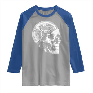 Skull 45 lbs Plate Weight Lifting Gym Workout Raglan Shirt TS11 Sport Gray Royal Print Your Wear